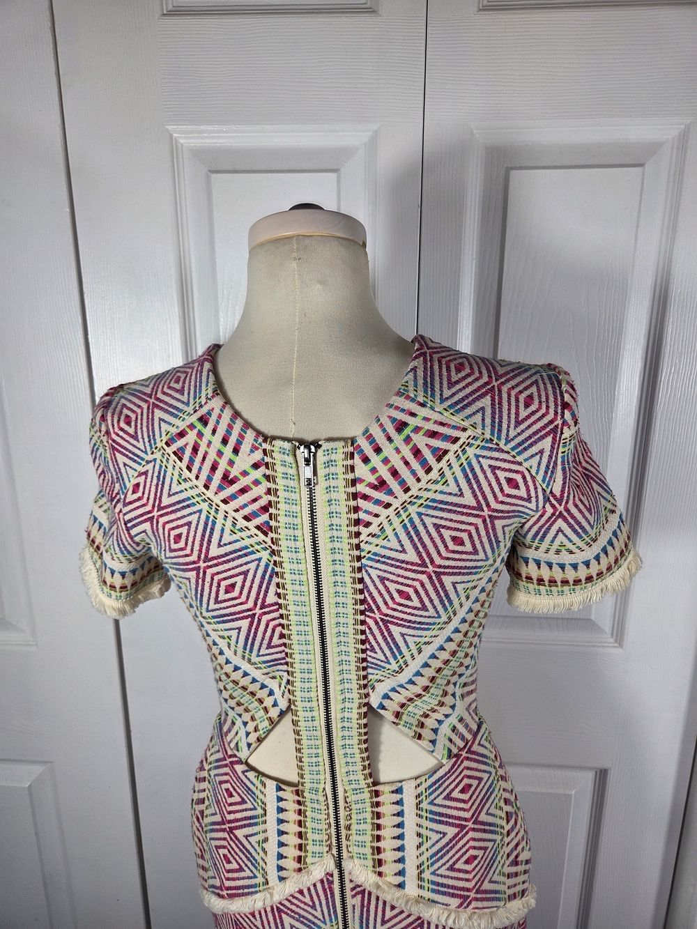 Acler Rae Geometric Fringe Cutout Dress XS - Picture 10 of 13